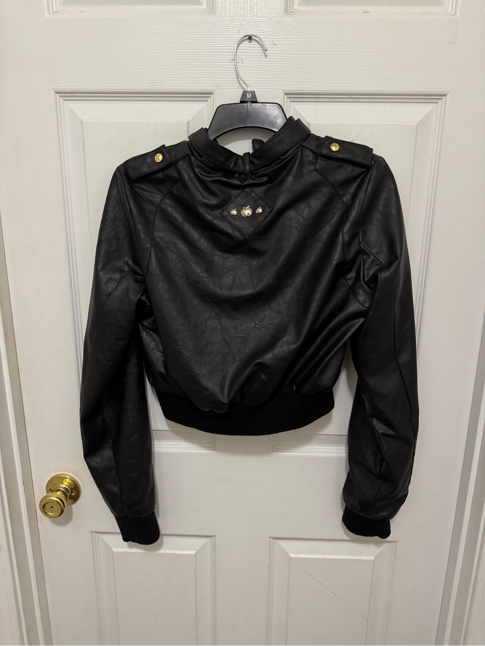 Apple Bottom Faux Leather Bomber Jacket - Picture 5 of 6
